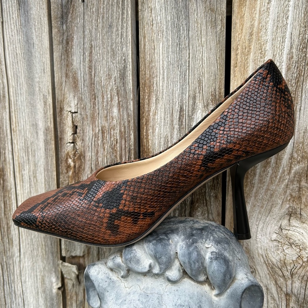 Jimmy Choo Marcela Snake Print Heel Leather Brown Black 39.5 - Picture 12 of 14